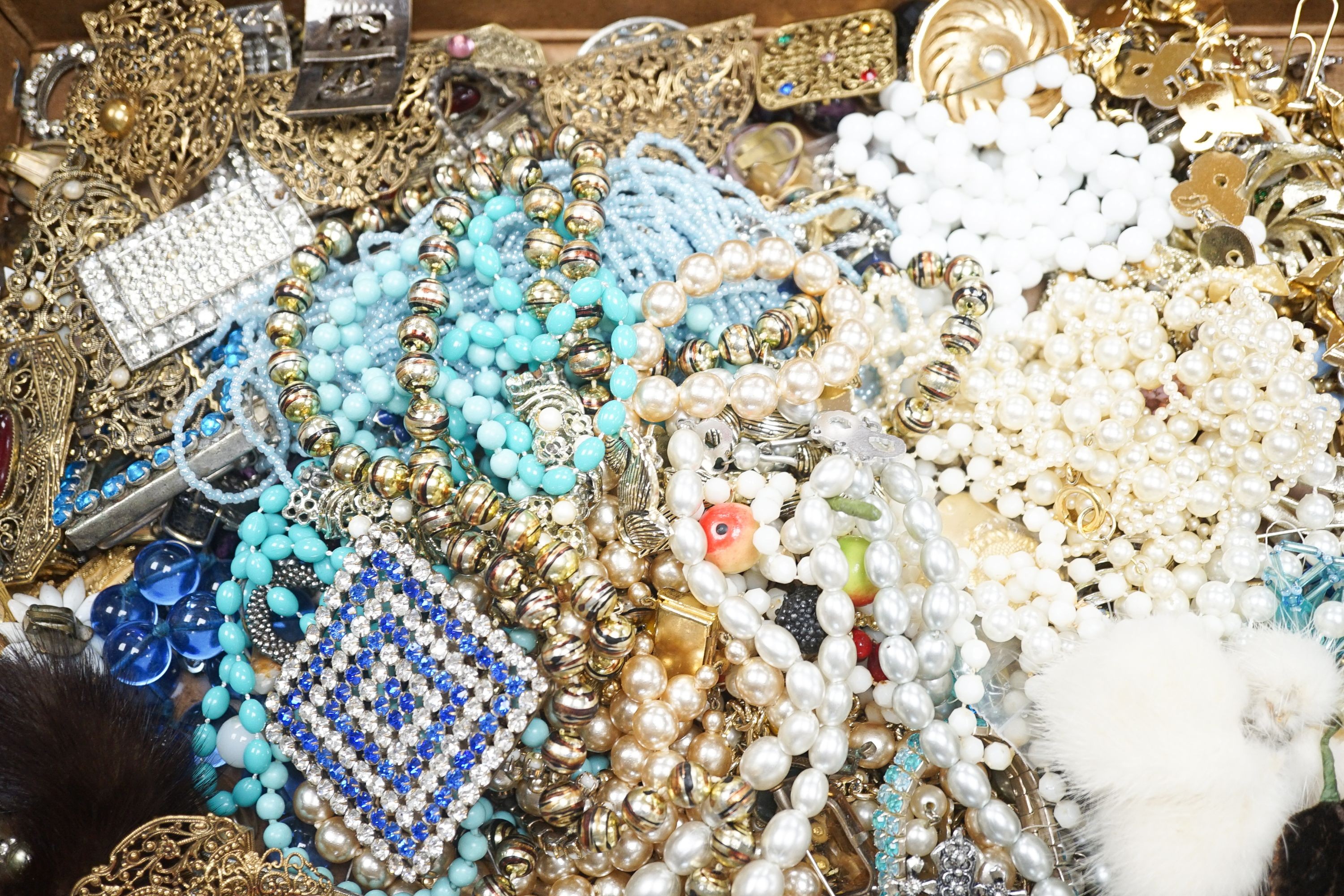 A large quantity of mixed costume jewellery.